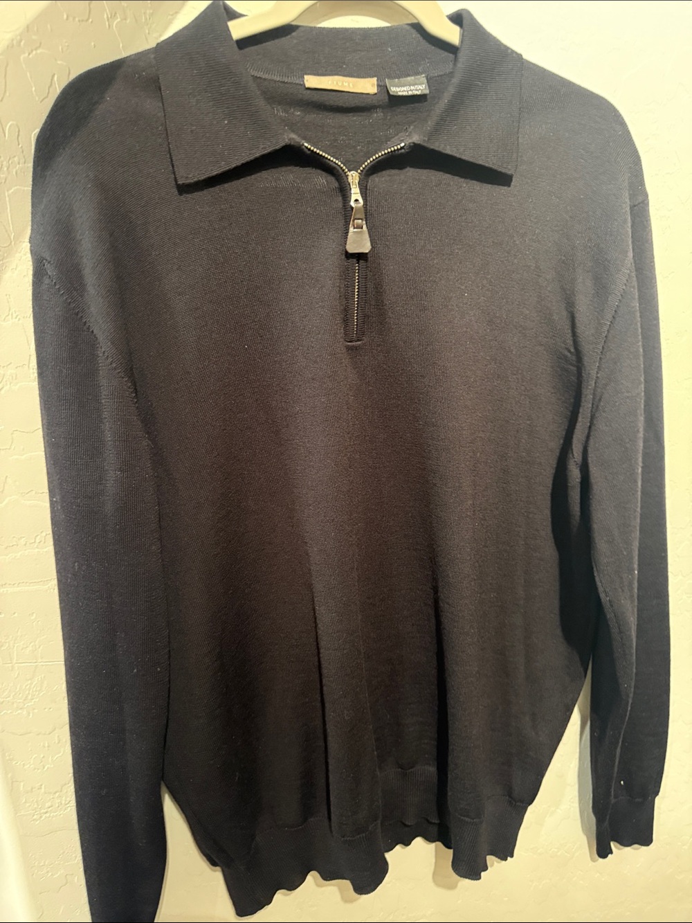 Black Fiume Half-Zip Collared Sweater